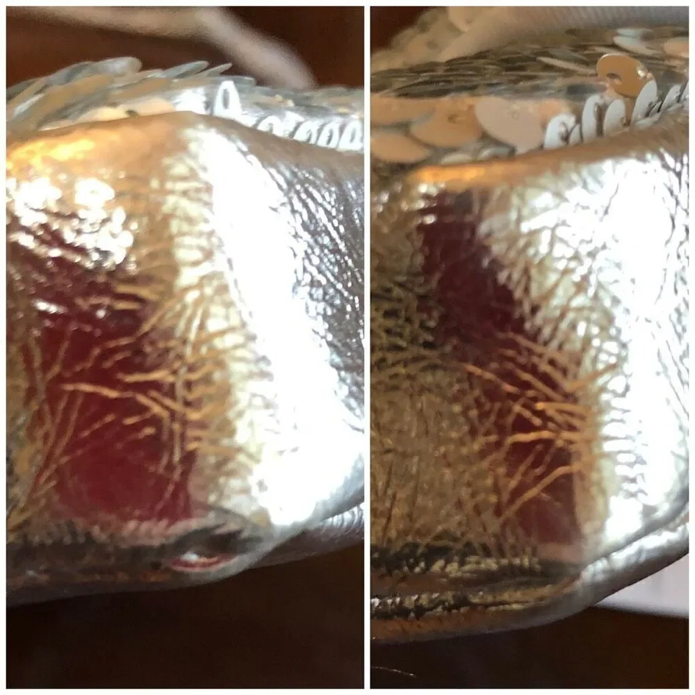 NICOLE MILLER - NWT - Silver Sequined & Vegan Leather Evening Bag. SPARKLY! ♥️